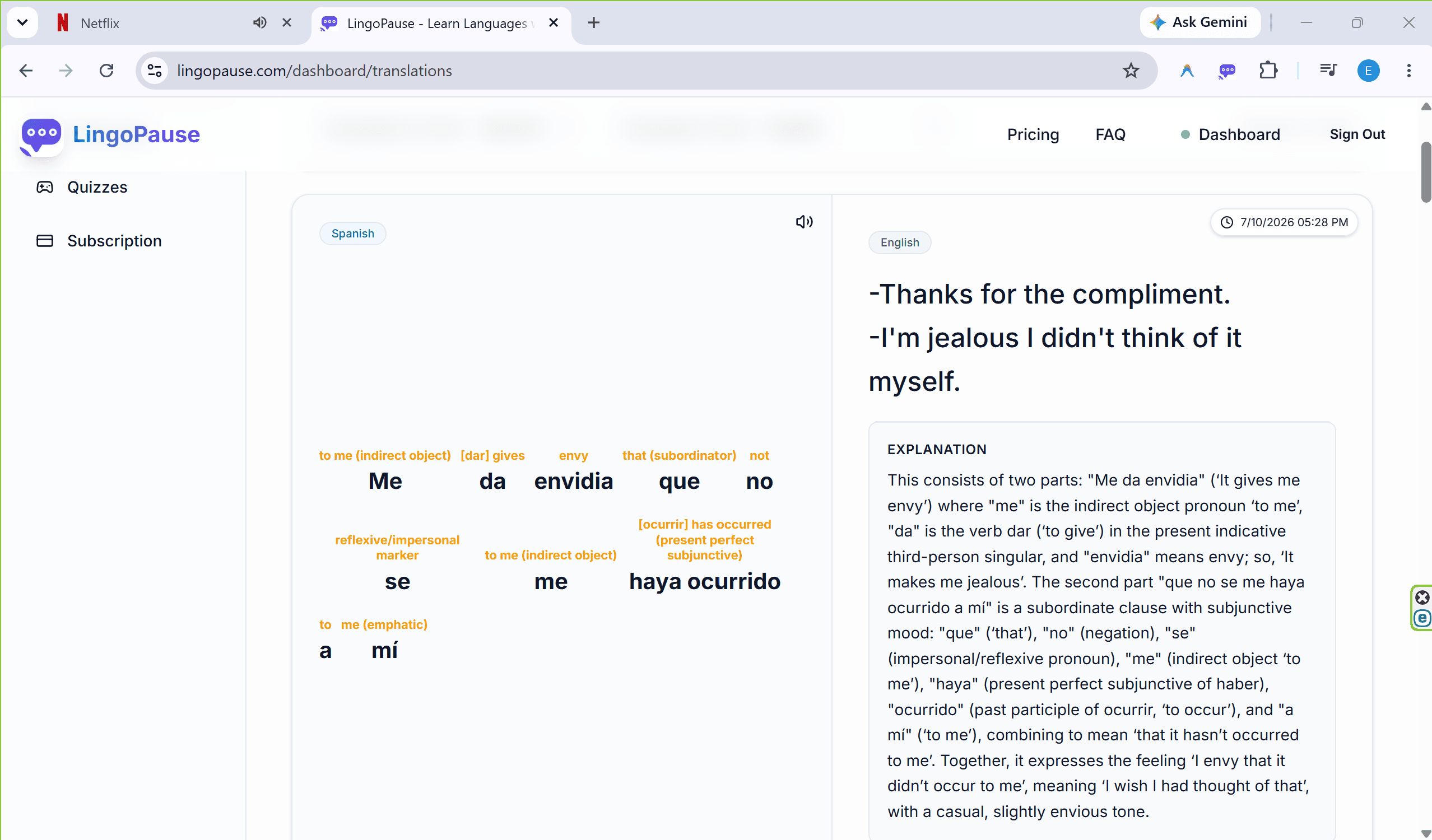 LingoPause — Save for Review